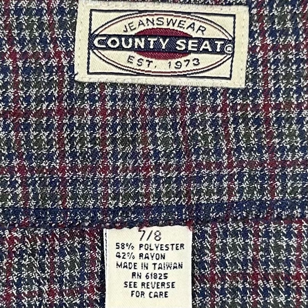 County Seat Jeanswear Vintage Plaid Button Front Mini Skirt Navy Burgundy 7/8 - Picture 2 of 7